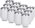 DOMICARE Stainless Steel Wine Tumbler Bulk with Lid, Personalized White Insulated Tumblers Set, 12oz Travel Coffee Cups Pack of 12 by VisittheDOMICARE