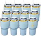20 oz Tumbler Bulk Stainless Steel Tumblers with Lids and Straws SkyBlue by MetalyaTumblers