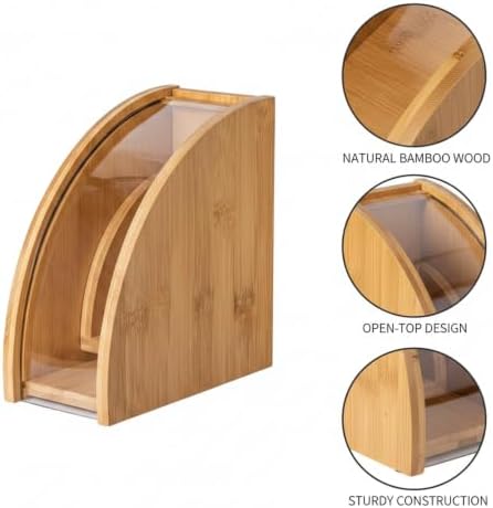 Coffee Filter Storage Box, Natural Bamboo Wood Holder for Cone or Basket Filters, Compact Kitchen Counter Organizer - Image 6