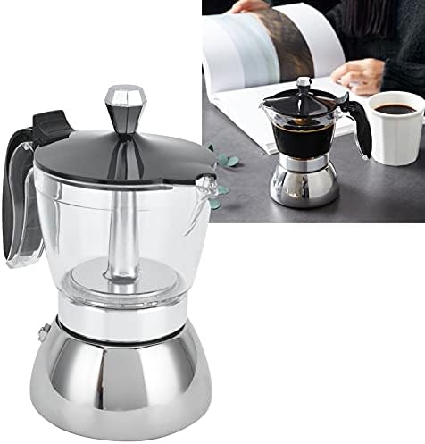 4 Cup Moka Pot - Stovetop Espresso Coffee Maker, Stainless Steel Stovetop Coffee Percolator, Kitchen Coffee Maker Coffee Pot, Resistance Anti-Scald, 200 ml, Suitable For Home And Office - Image 7