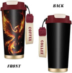 Galaxy Phoenix Double Wall Vacuum Insulated Coffee Tumbler Traditional 316 Stainless Steel Travel Mug with Handle and Straw Leakproof Coffee Cup for Tea Iced Drinks Black - Image 2