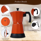 LAOION 6 or 3 Cup Electric Moka Pot, Cafeteras Electricas Modernas-Orange - Image 5