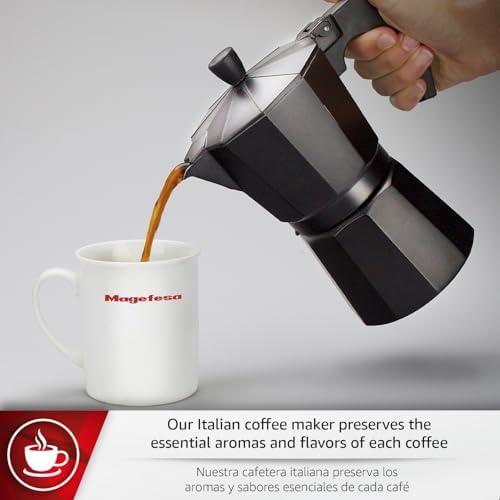 Magefesa Kenia Noir Stovetop Espresso Moka Pot, 9-Cup/15 oz, Italian Coffee Maker for Cuban Coffee, Extra-Thick Aluminum, Heat-Resistant Handle, Safe & Easy-to-Use, Greca Coffee Maker - Image 4