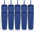 Volhoply 16oz Plastic Skinny Tumbler with Lid and Straw Bulk 10 Pack,Insulated Double Wall BPA Free Matte Acrylic Tumblers,Iced Coffee Travel Mug Reusable Party Cup,Customizable Diy Gifts(Navy,10 Set) by LiveFully%EF%BC%8CDrinkFreely%E2%80%94KeepGoingwithVolhoply%EF%BC%81
