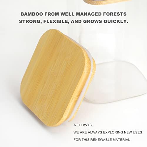 LIBWYS 16-Pack Square Glass Storage Jars with Bamboo Lids (0.6Qt/1.06Qt) - Image 4