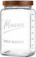 1 Gallon Glass Jar with Wooden Lid - Extra Large Mason Jar Wide Mouth with Airtight Wood Lid - Square Glass Storage Container with Measurement Markings for Flour, Sugar, Cookies & Pickling by KITCHENTOOLZ
