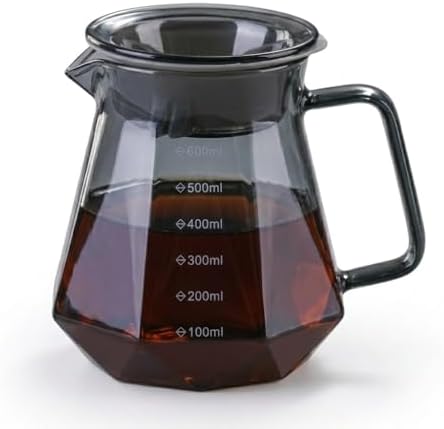 Glass Coffee Maker Carafe with V60 Dripper Server for Pour Over Coffee Brewing (600, Milliliters) by ADINTERNATIONAL