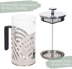 Elanze Designs Chrome 1 Liter Large Glass and Stainless Steel French Press Coffee and Loose Leaf Tea Maker - Image 2