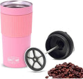 Pink Portable French Press Travel Mug & Coffee Maker by LeavittBayCoffee