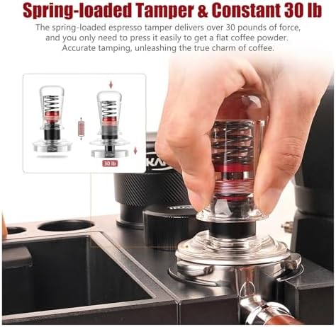 Espresso Coffee Tamper, Spring-loaded Calibrated Tamper With Premium Flat Stainless Steel Base, Acrylic Handle Tamper(53.3mm) - Image 3