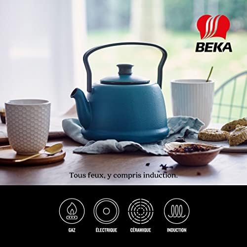 Beka Junna 1 Litre Cast Iron Tea Maker Teapot with Stainless Steel Infuser, Folding Handle and Non-Drip Pouring Spout Kettle Suitable for All Heat Sources - Ocean Colour - Image 6