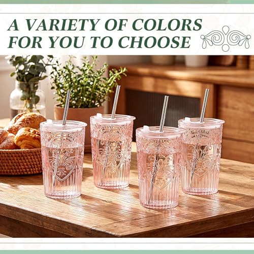 Wiwiqing 12 Set 16oz Vintage Tumbler with Lid and Straw Bulk, Pink - Image 5