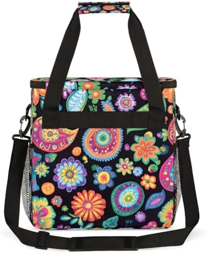 Beautiful Colored Flowers Coffee Maker Carring Bag Travel Carrying Storage Tote Bag Compatible with Keurig K-Mini or K-Mini Plus Portable Single Serve Coffee Brewer Case with Pockets for K-cup Pods - Image 5