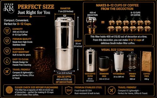 KERAM South indian filter coffee maker indian style 13.5 oz (400 ml) - Image 2