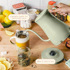 1 Liter Electric Gooseneck Kettle with Precision Pour Spout, Auto Shut Off, Cordless Design, 1200W (Sage Green) - Image 5