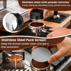 9-in-1 Espresso Tool Set: 58mm Tamper, WDT Tool, Distributor, Magnetic Funnel, Puck Screen, Brush, Cleaning Cloth, Latte Art Needle & Wooden Stand for Breville De'Longhi - Image 5