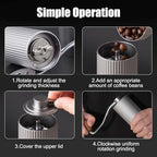Manual Coffee Grinder, Adjustable Hand Espresso Mill with Solid Wood Handle Stainless Steel Conical Burr Machine for French Press Moka Pot - Image 5