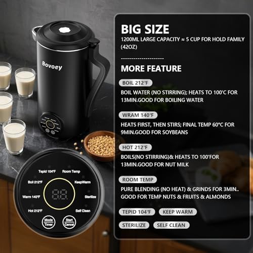 Nut Milk Maker Machine, Automatic Nut Milk Maker for Almond Homemade Milk,Oat,Plant-Based Milk and Countertop Blenders Almond Milk Maker Blenders,40oz Soy Milk Maker Delay Start/Self Clean/Keep Warm - Image 3