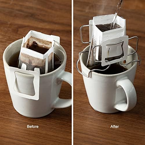 Coffee Filters Stainless Steel Coffee Filter Holder Reusable Outdoor Tea Filters Dripper Baskets Coffee Ear Drip Filter Paper Bag Shelf - Image 4