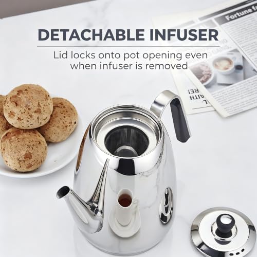 SANQIAHOME 1.6L/57oz Silver Tea Kettle with Infuser, 18/8 Stainless Steel - Image 4