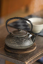 Ikenaga IronWorks Iron Teapot, 0.2 gal (0.55 L), Nanbu Ironware Pine Cranes, Made in Japan - Image 2
