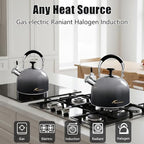 2.5 Qt Whistling Tea Kettle for Stovetop, Black - Image 6