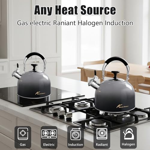 2.5 Qt Whistling Tea Kettle for Stovetop, Black - Image 6