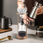 DYRABREST Ice Cold Brew Dripper Coffee Maker, Luxury Stainless Steel and Borosilicate Glass Coffee Maker with 600ml/20.29oz Capacity Quick Brew Drip Coffee Make for Café, Home and Office (Gold) - Image 2