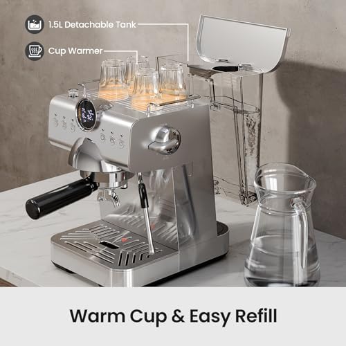 Electactic Espresso machine with Cold Brew, 20 Bar Espresso Maker with Milk Frother Steam Wand, Stainless Steel Coffee Machine with Removable Water Tank for Cappuccino, Latte, Home & Office - Image 4