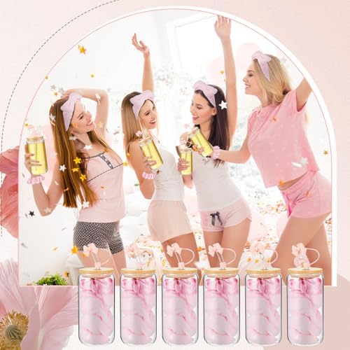 SiliFine 6 Set Pink Bow Birthday Gifts Spa Sleepover Slumber Party Favor - Image 5