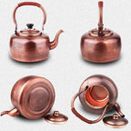 Copper Tea Kettle for Stovetop, Premium Whistling Teapot with Ergonomic Handle, Suitable for All Stovetops - Image 4