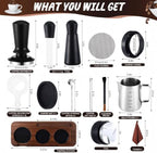 13 Pcs Espresso Accessories Set 51mm Tamper WDT Espresso Distribution TOOL Kit Frothing Pitcher, Mat, Latte Art Pen, Sandalwood Tamping Station, Barista Towel, Brush and Decorative Stencils - Image 2