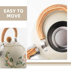 Ciieeo Kettle with Flower Pattern Portable Kitchen Water Kettle for Stovetop Quick Heating Sounding Easy to Clean and Compact Design - Image 5