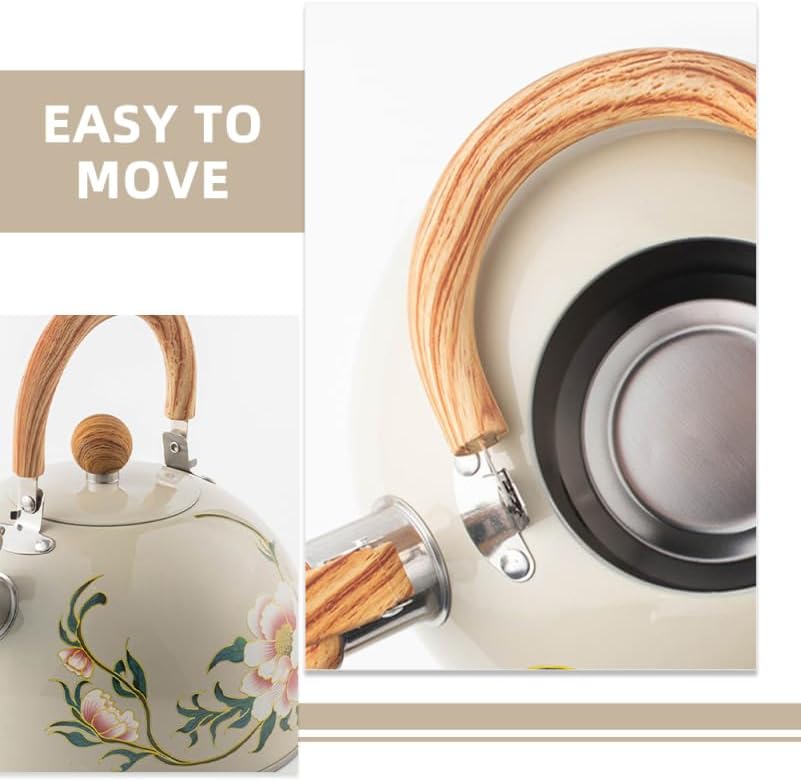 Ciieeo Kettle with Flower Pattern Portable Kitchen Water Kettle for Stovetop Quick Heating Sounding Easy to Clean and Compact Design - Image 5