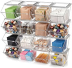 Yerliker 16 Pcs Clear Stackable Storage Bins with Lids for Pantry by Yerliker