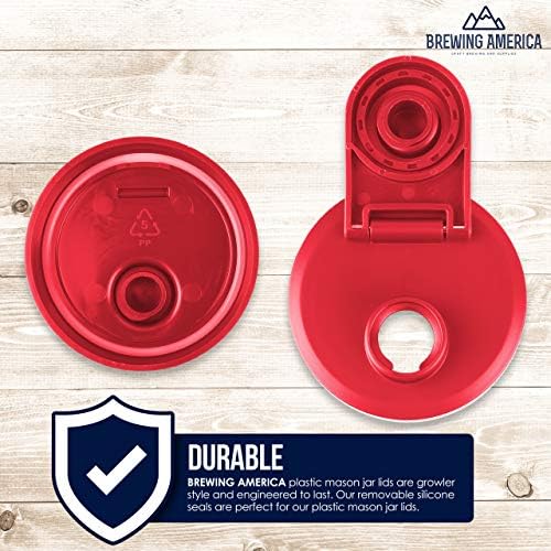 Brewing America Nesting Jar with Drinking Lid as Travel Cup, 1 Pint (16 oz) with Red Pouring Lid on Wide Mouth Ball Nesting Mason Jar, USA-Made To Go Drink Cup, 1-Pack - Image 5