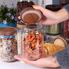 SAIOOL Stackable Kitchen Canisters Set of 8,High Borosilicate Glass Cylinder Airtight Food Storage, sort out the tea, flour, candies, grain easily and clearly - Image 5