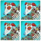 CafePress Dia Los Muertos, Day Of The Dead Dog Tumbled Stone - Set of 4 Coasters Set of 4 by CafePress