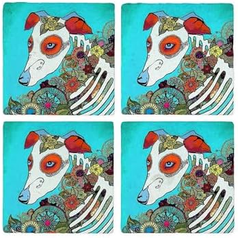 CafePress Dia Los Muertos, Day Of The Dead Dog Tumbled Stone - Set of 4 Coasters Set of 4 by CafePress