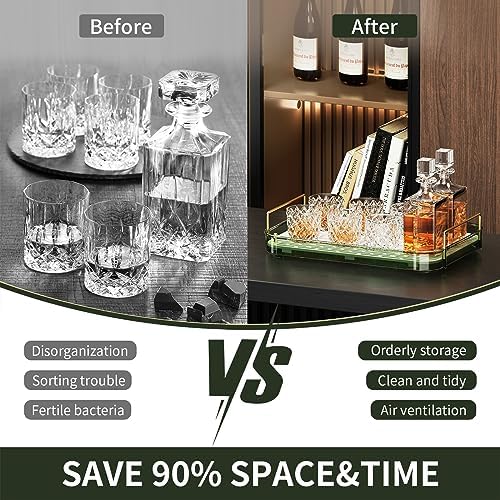 Seoneiro Whiskey Tray, Glass Cup Rack, Mug Holder, Coffee Cup Organizer, Bathroom Countertop with Drain Board Wine Glass Decorative Organizer, Food Tray, Kitchen Spice Rack - Image 3