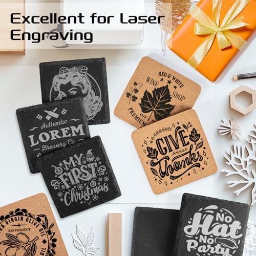 100PCS Square Slate, Cork Drink Coasters Bulk for Laser Engraving - Image 3