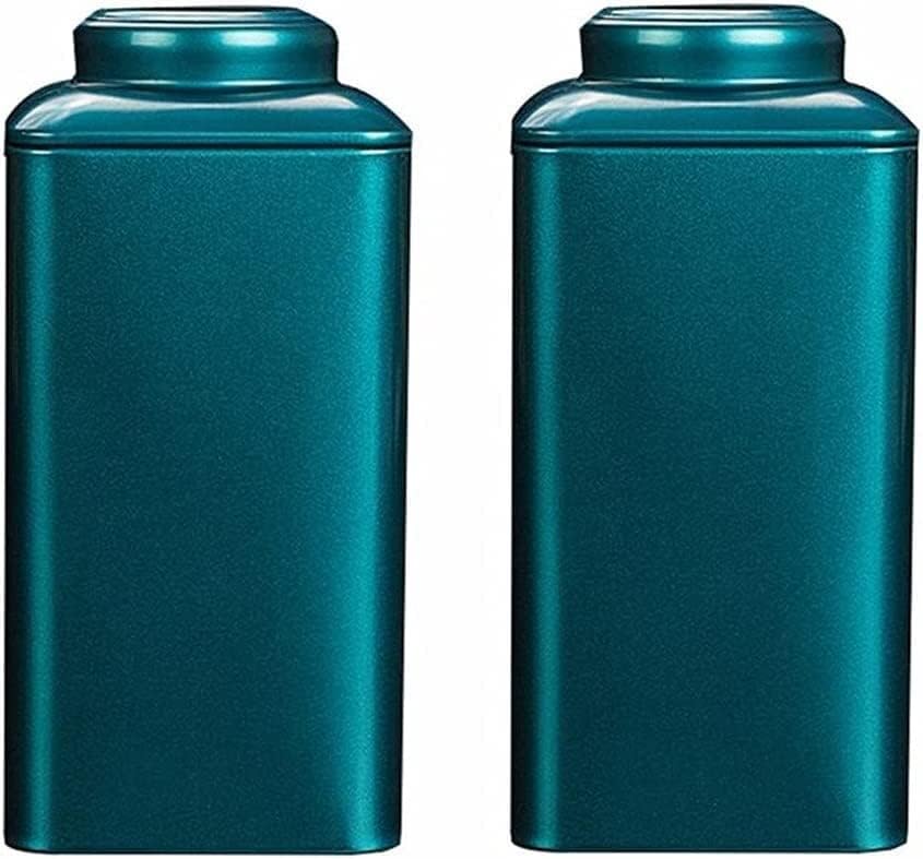 Tea Jar,2pcs Retro Tea Creative Tea Caddy Tinplate Tea Cans Sealed Storage Jars Iron Containers for Storing Loose Leaf Tea (Color : Style D) (Color : Style B) by Unknown