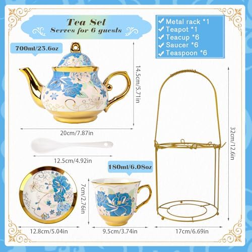 Porcelain Tea Cup and Saucer Set with Flower Enamel Tea Set for Party Gift - Image 2