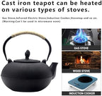 YJX 101 fl oz Extra Large and Heavy Cast Iron Teapot for Stovetop Safe, Black Tea Kettle with Stainless Steel Tea Balls for Loose Tea, Cast Iron Tea Pot for 6 to 10 People, 3000ml Japanese Tetsubin - Image 4