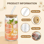 Glass Cups with Lids and Straws, 6Pack, 16oz, Inspirational Health - Image 3