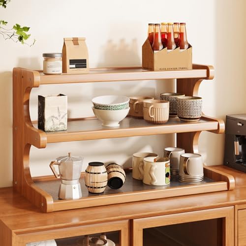 3-Tier Wooden Mug Holder Countertop, Coffee Cup Holder Mug Display Coffee Mug Organizer Mug Rack for Coffee Station Organizer Mug Shelf for Cabinet for Kitchen, Home,Acrylic,Long - Image 4