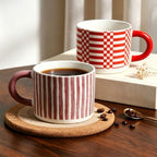 Stoneware Coffee Mugs Set of 4, 14oz Hand-Painted Coffee Cups with Handle - Image 7