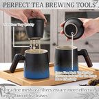 2 Set Tea Cup with Infuser and Lid, 13.5oz Ceramic Loose Leaf Tea Mug with Fine Strainer, Steeper Strainer Cup, Oriental Lover Gift Set for Women Men, Office Home - Image 5