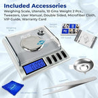 AWS Gemini-20 Milligram Scale 20g x 0.001g–Digital Jewelry/Lab Scale for Powder, Gold, Gems – Includes Calibration Weights, Tweezers & Tray–Tare, Cal, 6 Units (Gemini - 20 - Silver) - Image 3