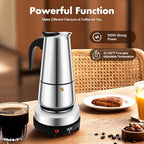 Coffee Pot with Electric Stove, Stainless Steel Moka Espresso Pot Maker, Induction Italian Coffee Machine for Offices, Restaurants, Lounge Bars, Cafes (300, Milliliters) - Image 3